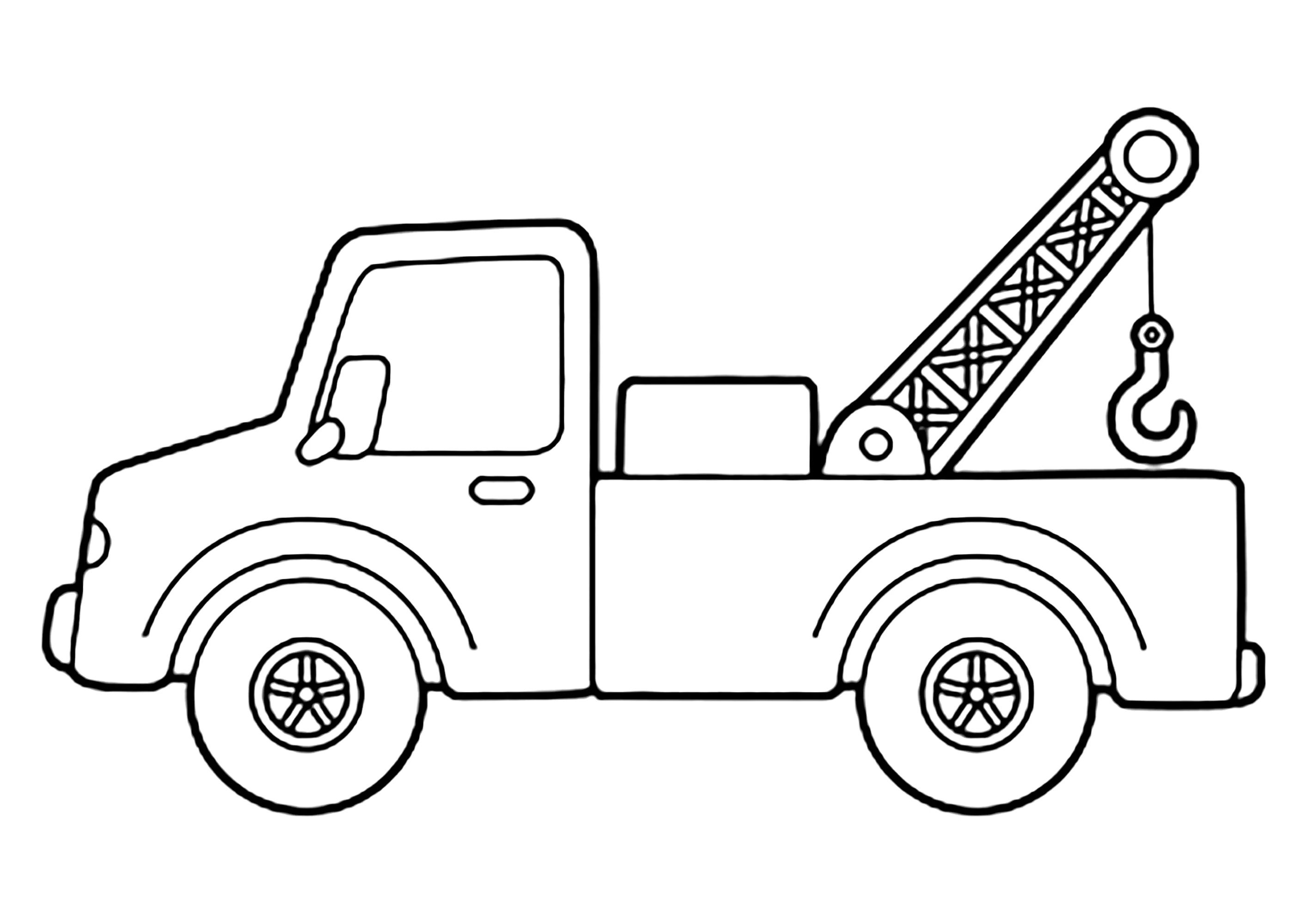 Abschleppwagen (Ausmalbild von Verkehrsmittel zum Ausdrucken und Ausmalen für Kinder)