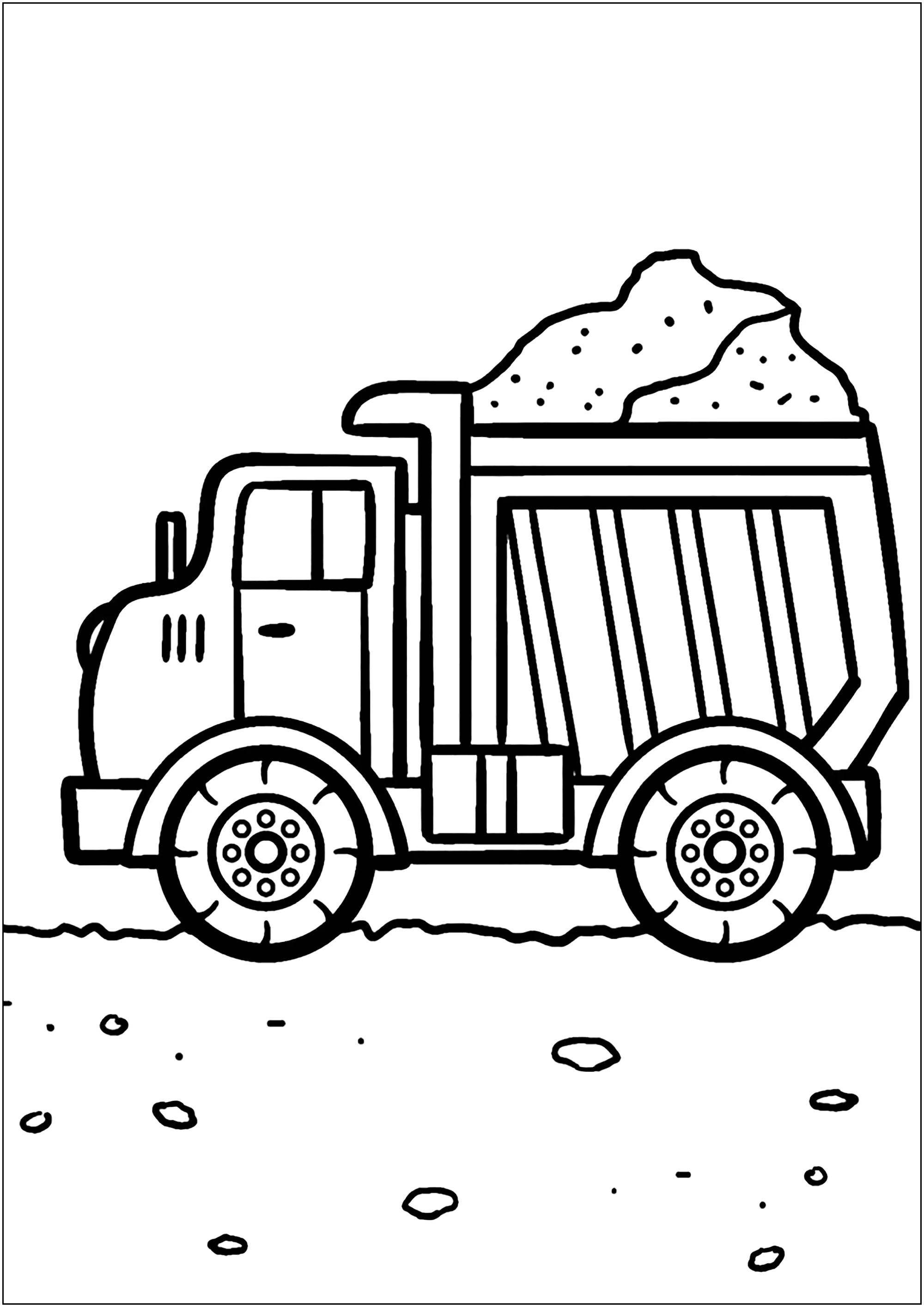 Transport-LKW für Baustellen (Ausmalbild von Verkehrsmittel zum Ausdrucken und Ausmalen für Kinder)