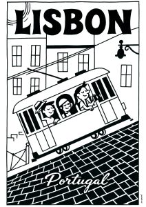 Die Straßenbahn in Lissabon (Ausmalbild von Verkehrsmittel)