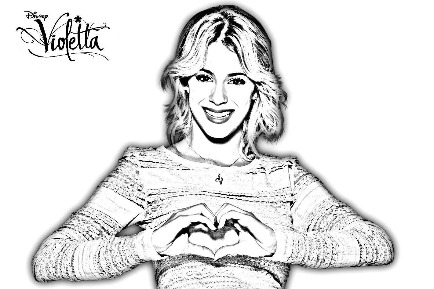 Martina Stoessel blond (Ausmalbild von Violetta zum Ausdrucken und Ausmalen für Kinder)