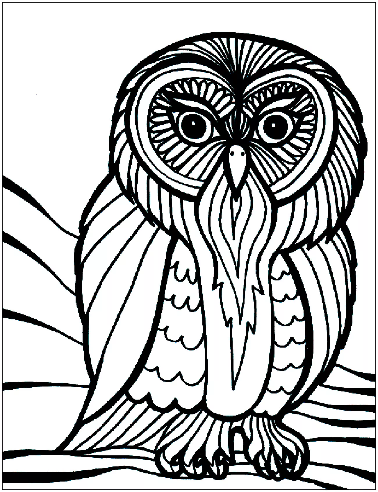 Eule (Ausmalbild von Vögel zum Ausdrucken und Ausmalen für Kinder)