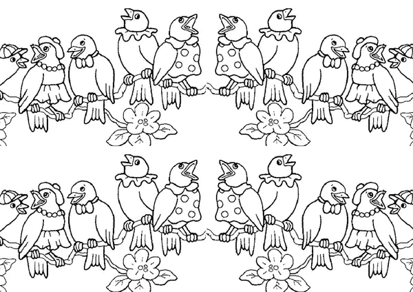 Vögel (Ausmalbild zum Ausdrucken und Ausmalen für Kinder)