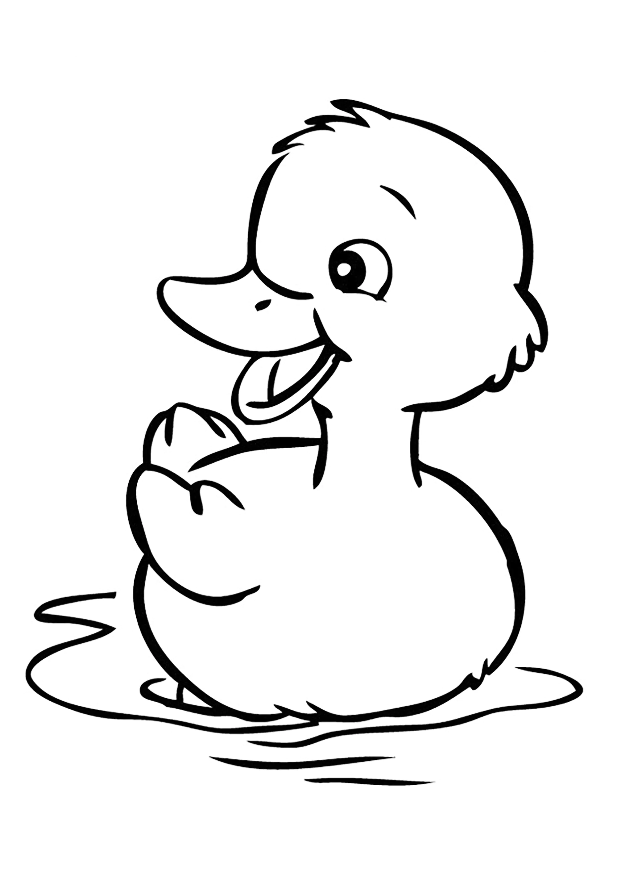 Niedlicher kleiner Ente (Ausmalbild von Vögel zum Ausdrucken und Ausmalen für Kinder)