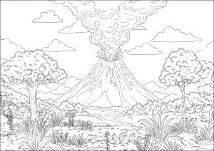 Vulkan beim Lava spucken (Ausmalbild)