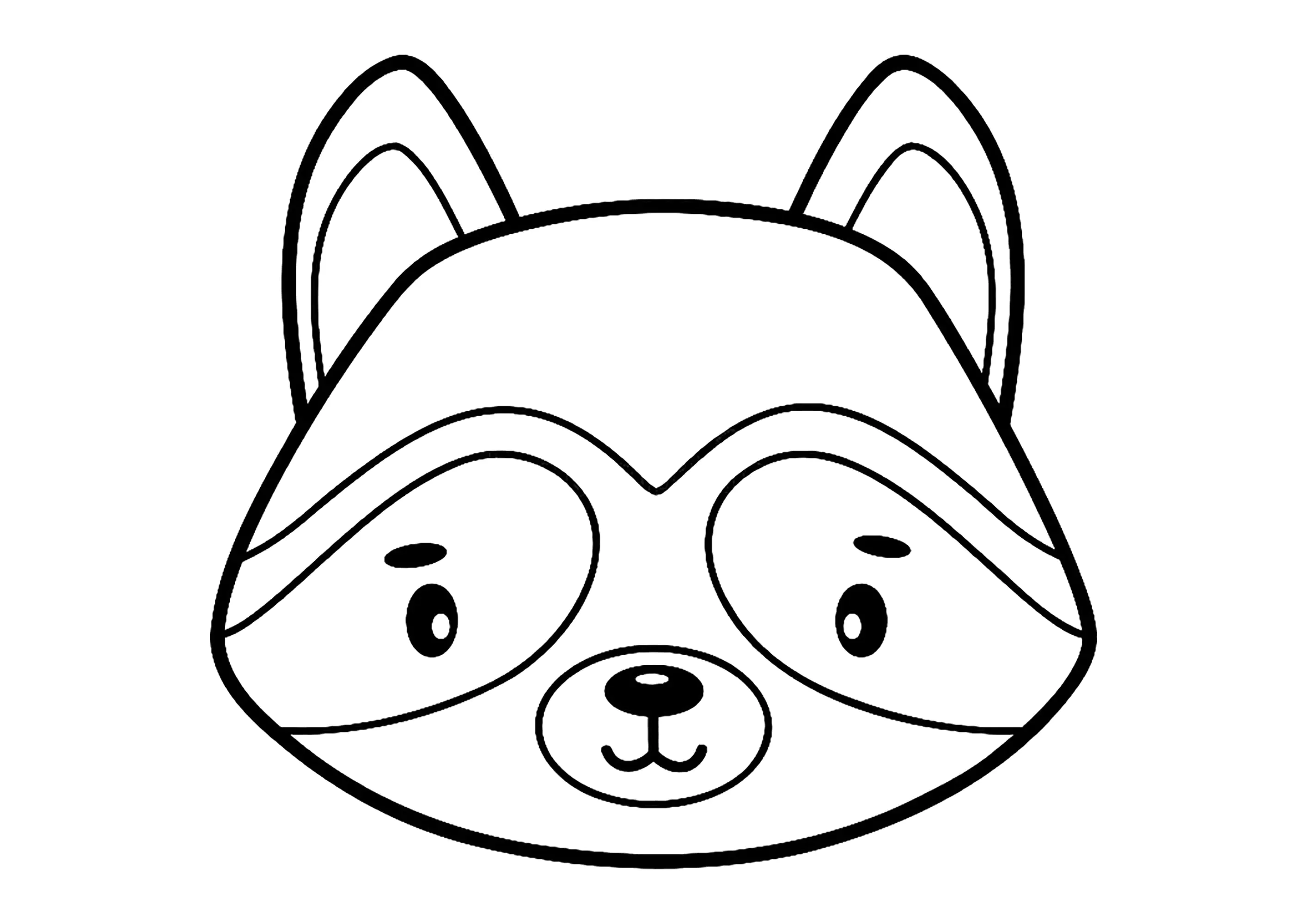 Waschbärkopf (Ausmalbild von Waschbär zum Ausdrucken und Ausmalen für Kinder)