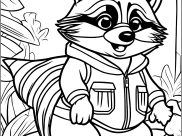 Ausmalbilder von Waschbär zum Ausdrucken und Ausmalen für Kinder