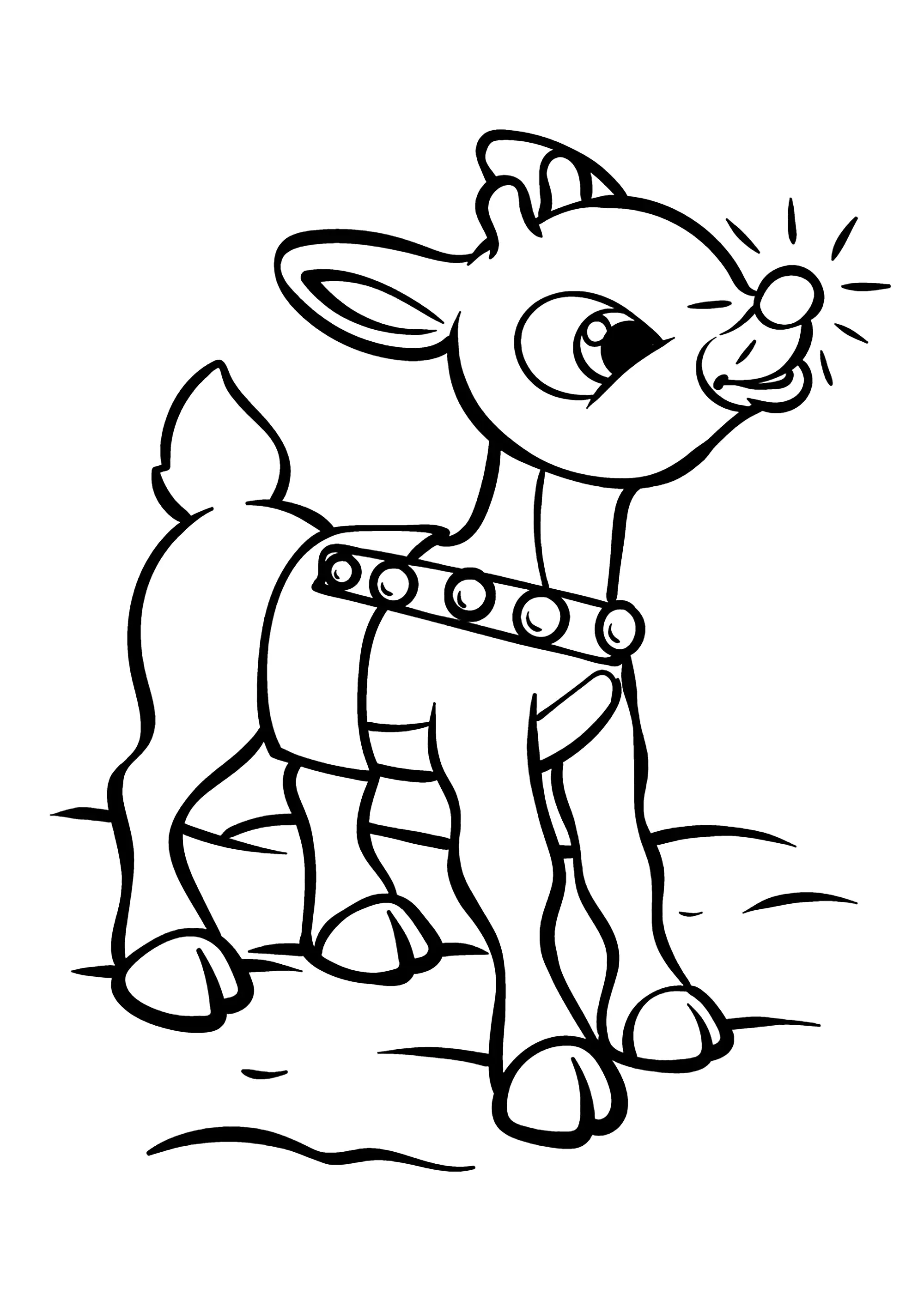 Rudolph, das Rentier vom Weihnachtsmann, einfach ausmalen. (Weihnachten)