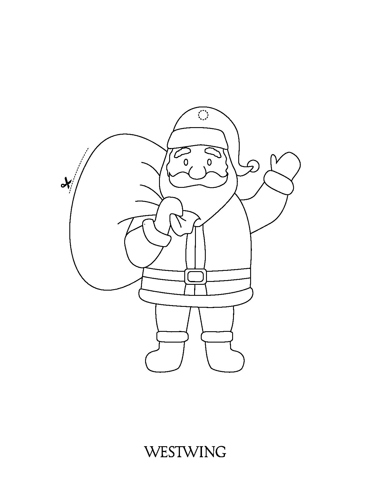 Santa Claus zum Ausschneiden (Ausmalbild von Weihnachten zum Ausdrucken und Ausmalen für Kinder)