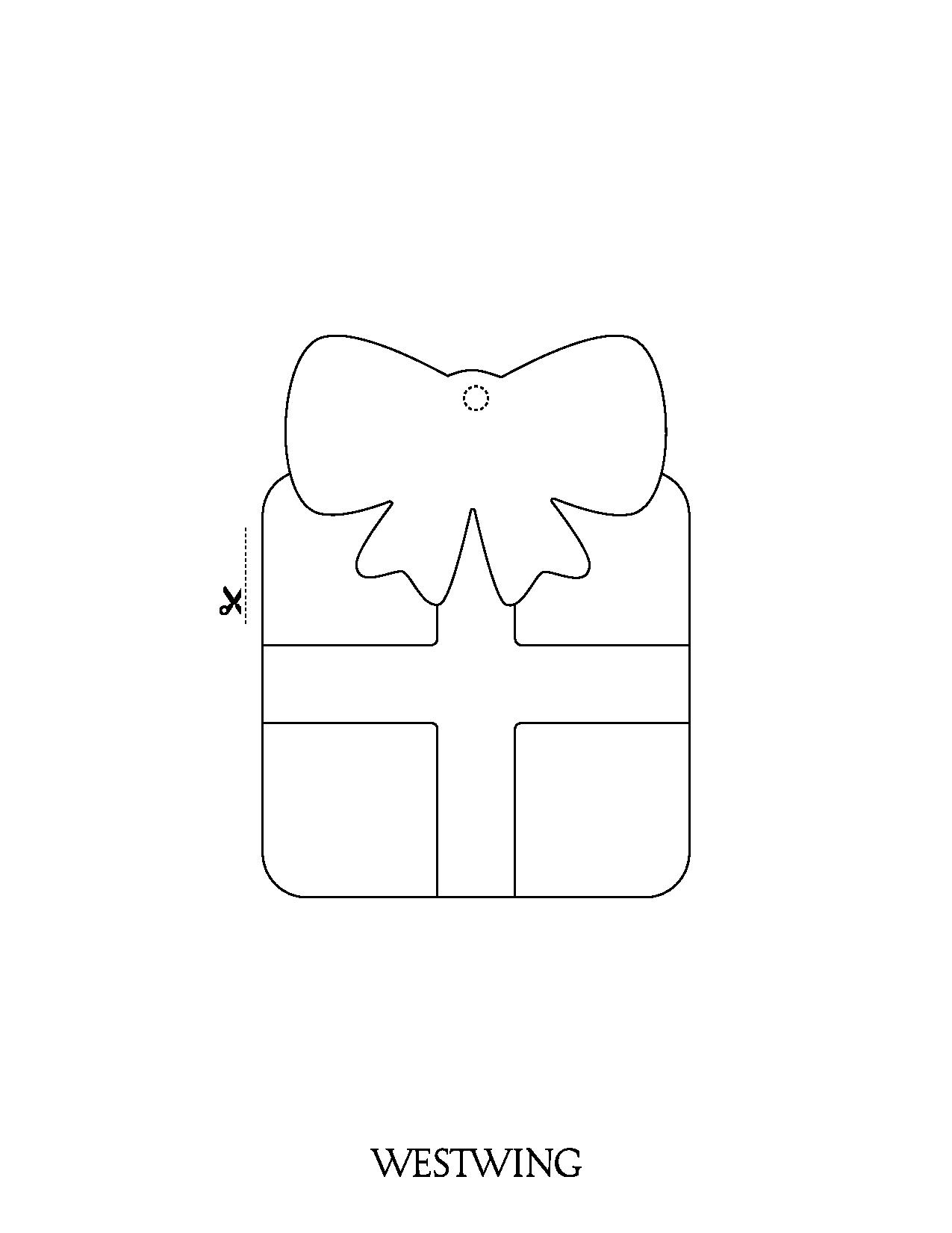 Weihnachtsgeschenk zum Ausschneiden (Ausmalbild von Weihnachten zum Ausdrucken und Ausmalen für Kinder)