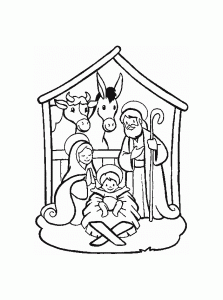 Weihnachtskrippe Coloriage zum kostenlosen Ausdrucken (Ausmalbild von Weihnachten)