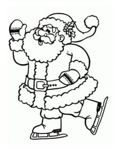 Schlittschuh laufender Weihnachtsmann (Ausmalbild von Weihnachten)