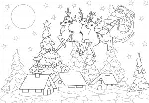 Hübsches Weihnachtsdorf (Ausmalbild von Weihnachten)