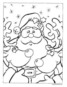 Weihnachtsmann & Rentiere (Ausmalbild von Weihnachten)