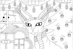Weihnachtssphinx-Katze (Ausmalbild von Weihnachten)