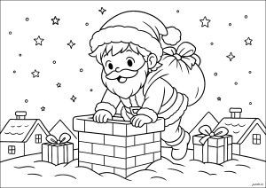 Verteilung des Geschenks am Weihnachtsabend (Ausmalbild von Weihnachten)