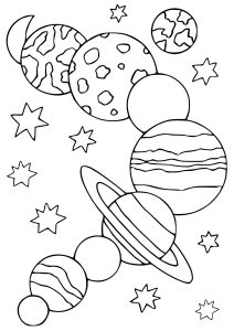 Sonnensystem (Ausmalbild von Weltraum Planeten Galaxie)