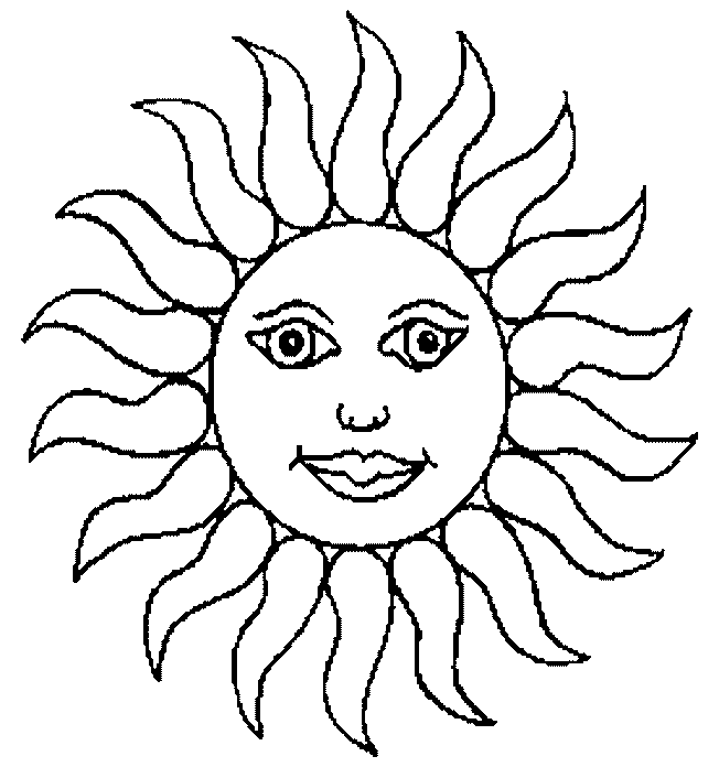 Einfaches Sonnenfärbung (Ausmalbild von Wetter zum Ausdrucken und Ausmalen für Kinder)