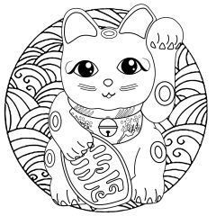 Ausmalbilder von Winkekatze zum Ausdrucken und Ausmalen für Kinder