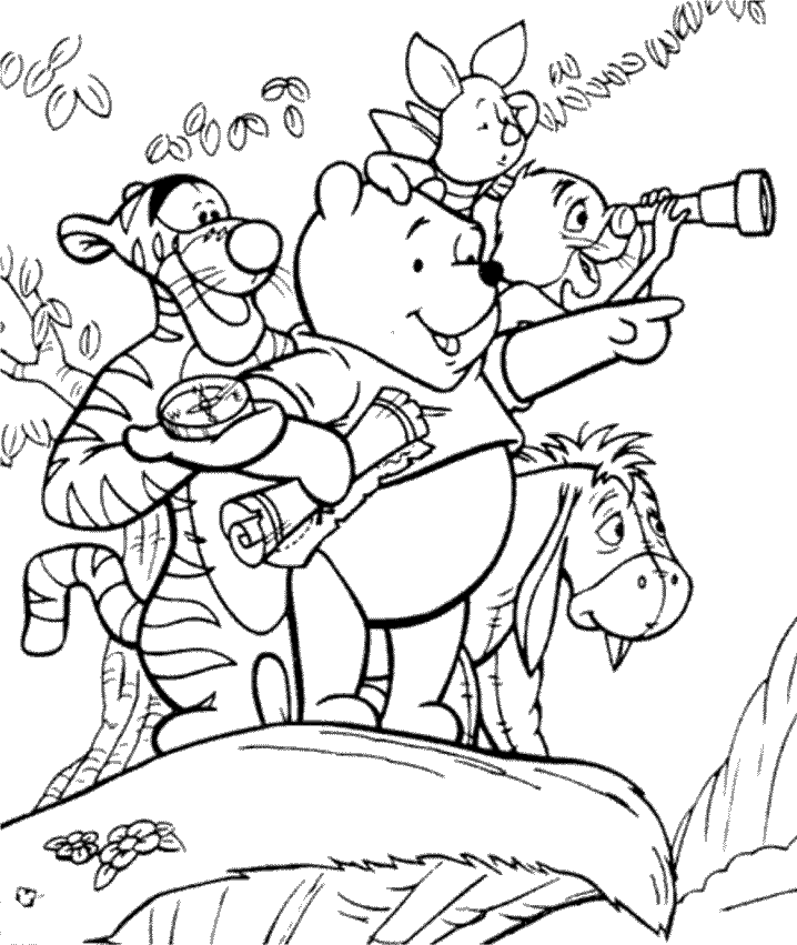 Kostenloser Download und Ausmalen von Winnie Puuh Zeichnung.