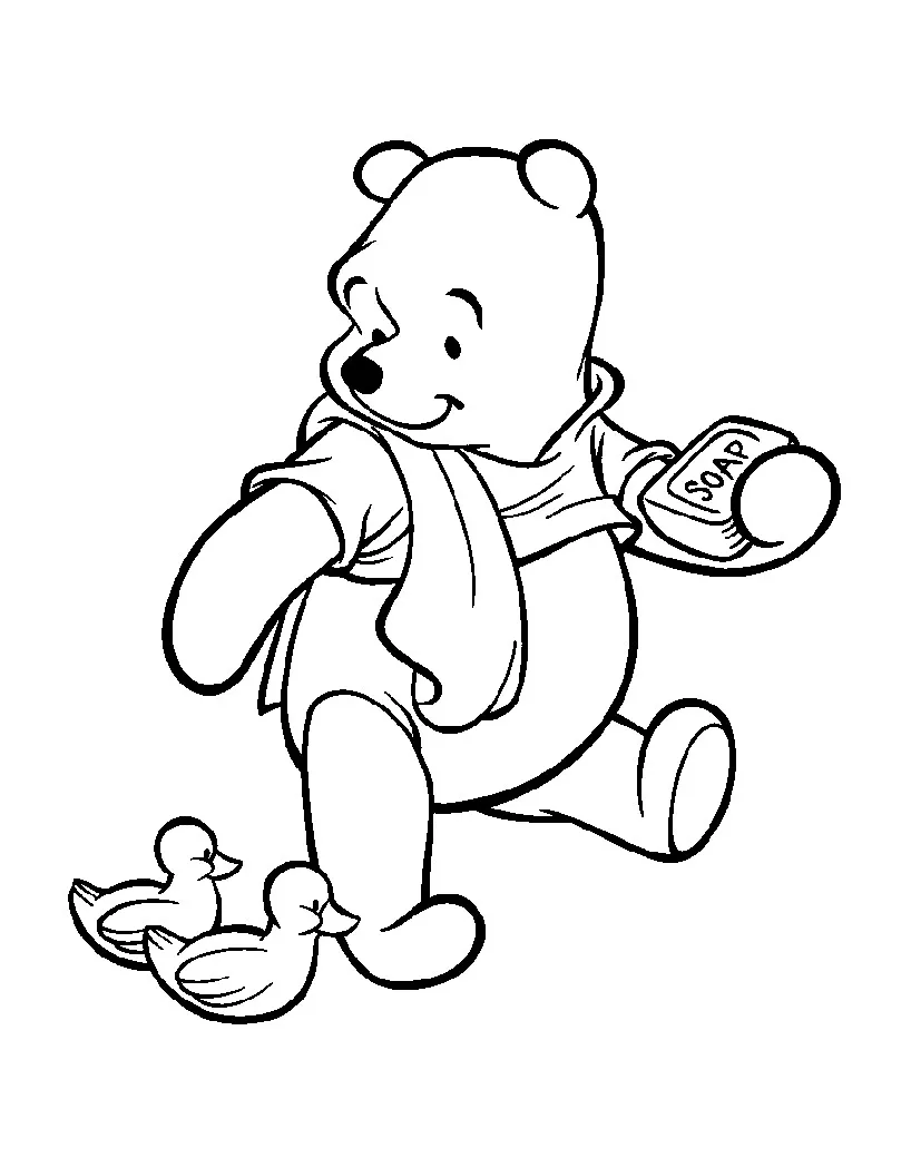 Winnie the Pooh Ausmalbilder zum kostenlosen Herunterladen (Ausmalbild von Winnie Puuh zum Ausdrucken und Ausmalen für Kinder)