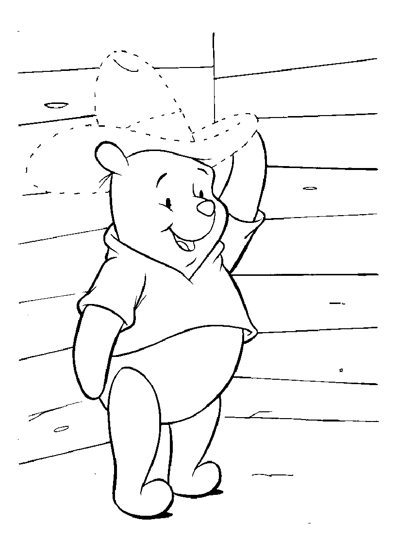 Winnie und ein Hut zum Zeichnen (Ausmalbild von Winnie Puuh zum Ausdrucken und Ausmalen für Kinder)
