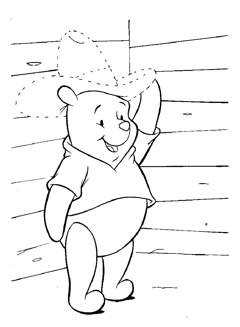 Winnie und ein Hut zum Zeichnen (Ausmalbild von Winnie Puuh zum Ausdrucken und Ausmalen für Kinder)