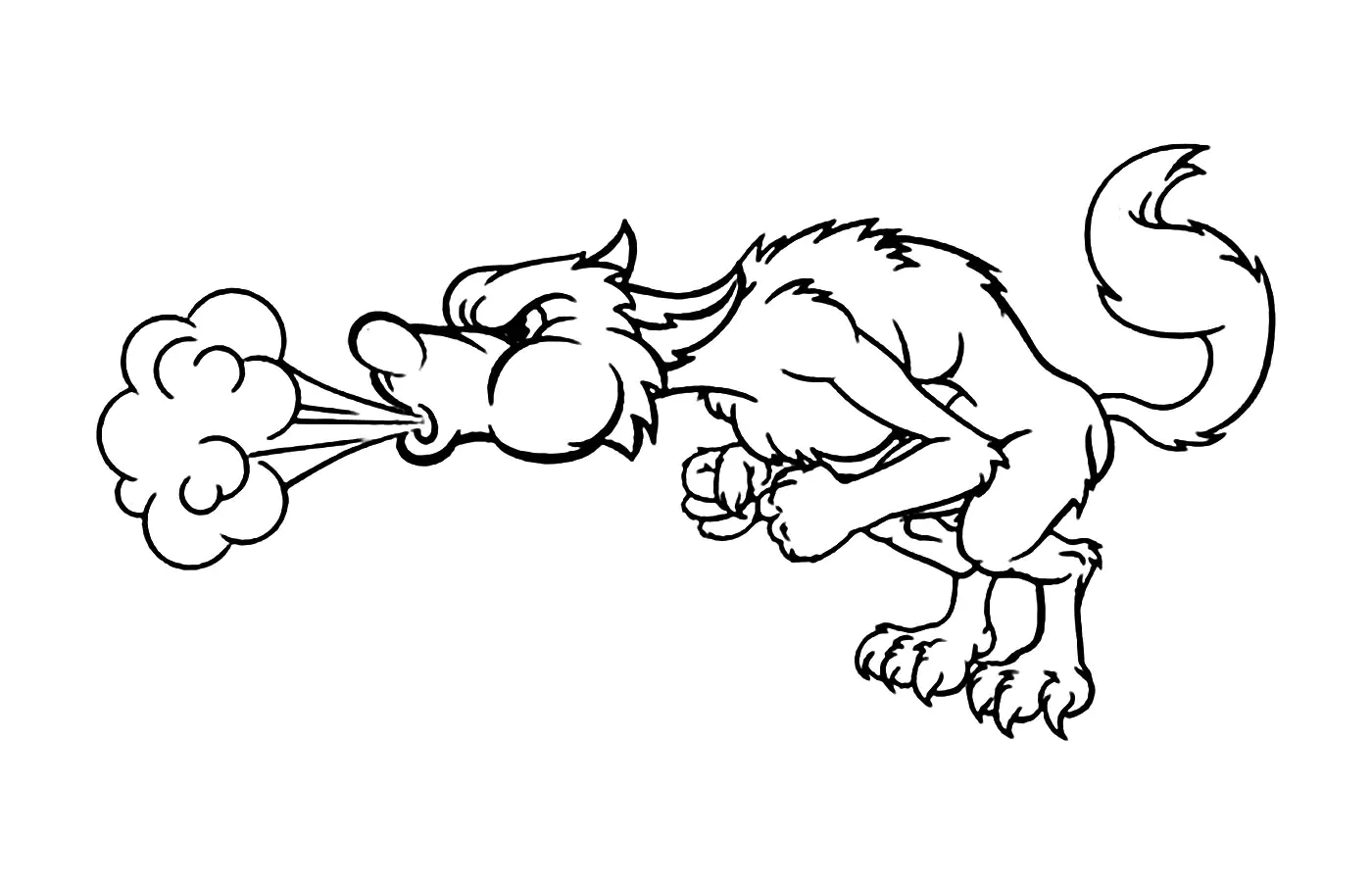 Der große böse Wolf (Ausmalbild von Wölfe zum Ausdrucken und Ausmalen für Kinder)