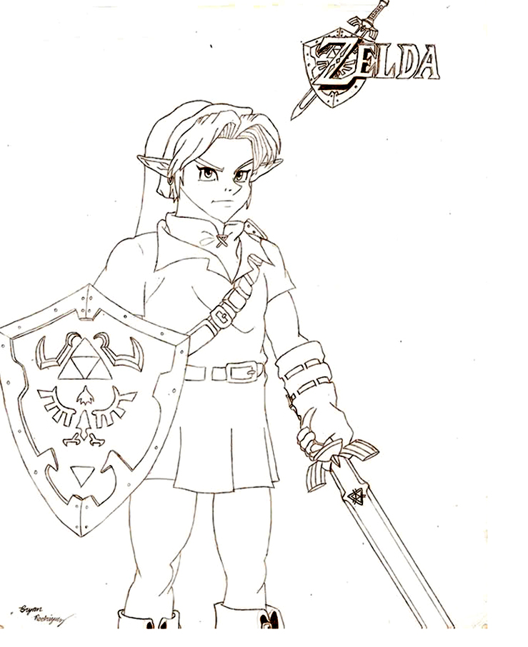 Bild von Zelda zum Ausdrucken und Ausmalen
