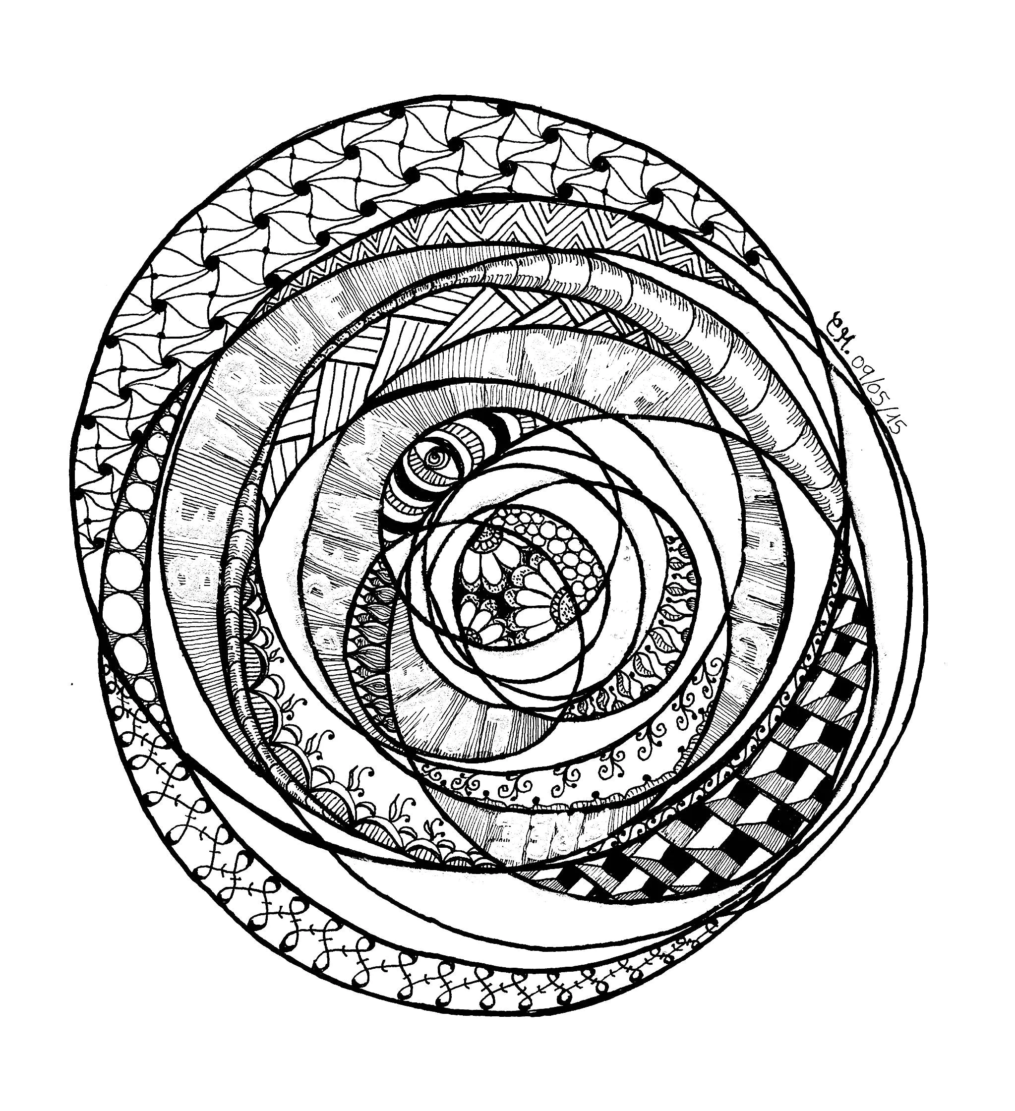 Die Rose mit den verborgenen Botschaften (Ausmalbild von Zentangle zum Ausdrucken und Ausmalen für Kinder)