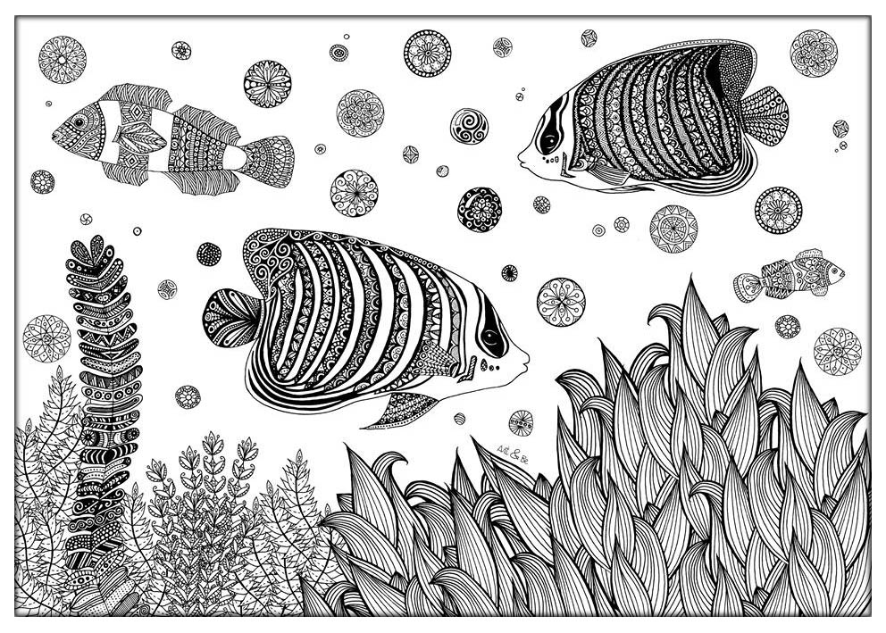 Malvorlage für Kinder mit Zentangle zum Ausdrucken