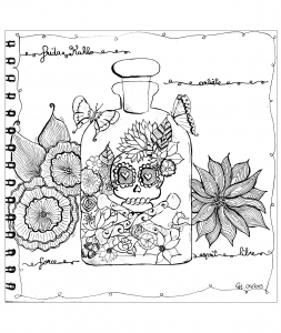 Seltsamer Block mit einem Schädel. (Ausmalbild von Zentangle)