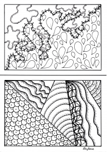 Kostenlose und gratis Malvorlage für Kinder mit Zentangle zum Ausdrucken