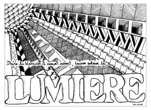 Ein originelles Doodle, 'Licht'. (Ausmalbild von Zentangle)