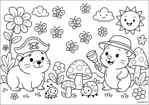 Magisches Abenteuer mit spielenden Hamstern (Ausmalbild von Zhu Zhu Pets)