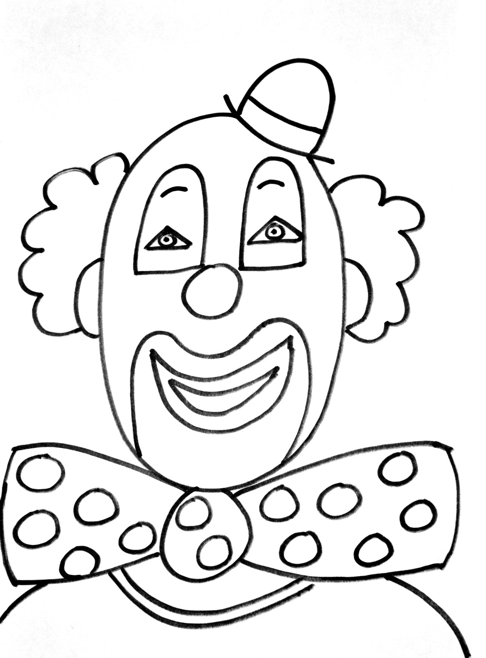Der einfache Clown (Ausmalbild von Zirkus zum Ausdrucken und Ausmalen für Kinder)