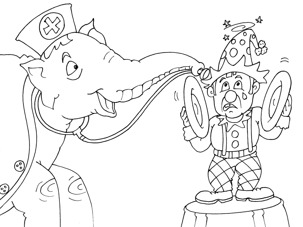 Zirkuselefant Ausmalbild (Ausmalbild von Zirkus zum Ausdrucken und Ausmalen für Kinder)