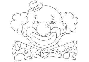 Clown mit hübscher Fliege (Ausmalbild von Zirkus)