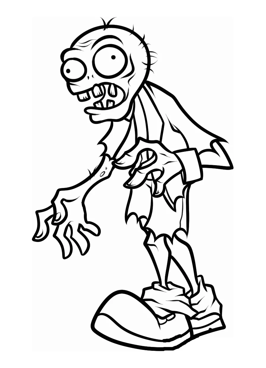 Zombie Coloriage zum kostenlosen Herunterladen (Ausmalbild zum Ausdrucken und Ausmalen für Kinder)