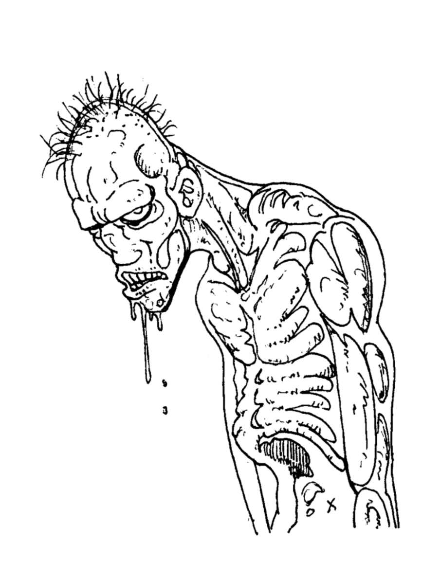 Zombie-Collage zum Ausdrucken (Ausmalbild zum Ausdrucken und Ausmalen für Kinder)