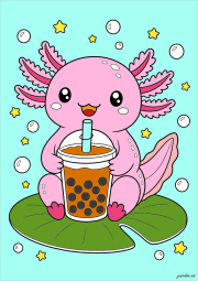 Creation by Anonymous from Axolotl trinkt einen Bubble Tea