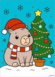 Werk von Anonym nach Capybara Noël: Hübscher geschmückter Weihnachtsbaum
