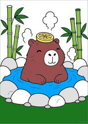 Creation by Anonymous from Capybara in einem Bad umgeben von Bambus