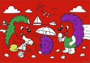 Familie Igel am Strand をぬった 匿名 さんの作品