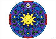 Werk von Vera nach Lächeln Sonne und Blumen in Mandala