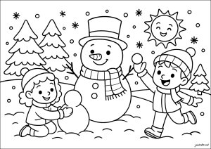 Druckbare Malvorlagen : Schneemann