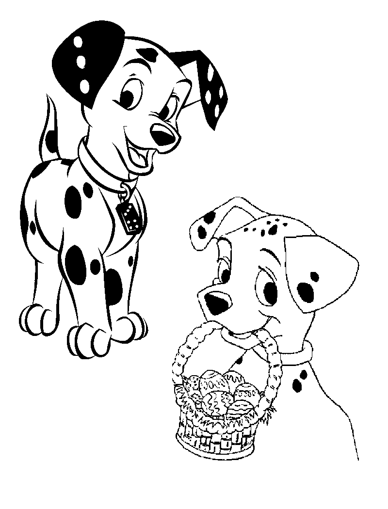 Dibujo de 2 perros de 101 Dálmatas para imprimir y colorear