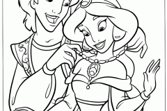 Páginas de Aladdin y Jasmine para imprimir para niños