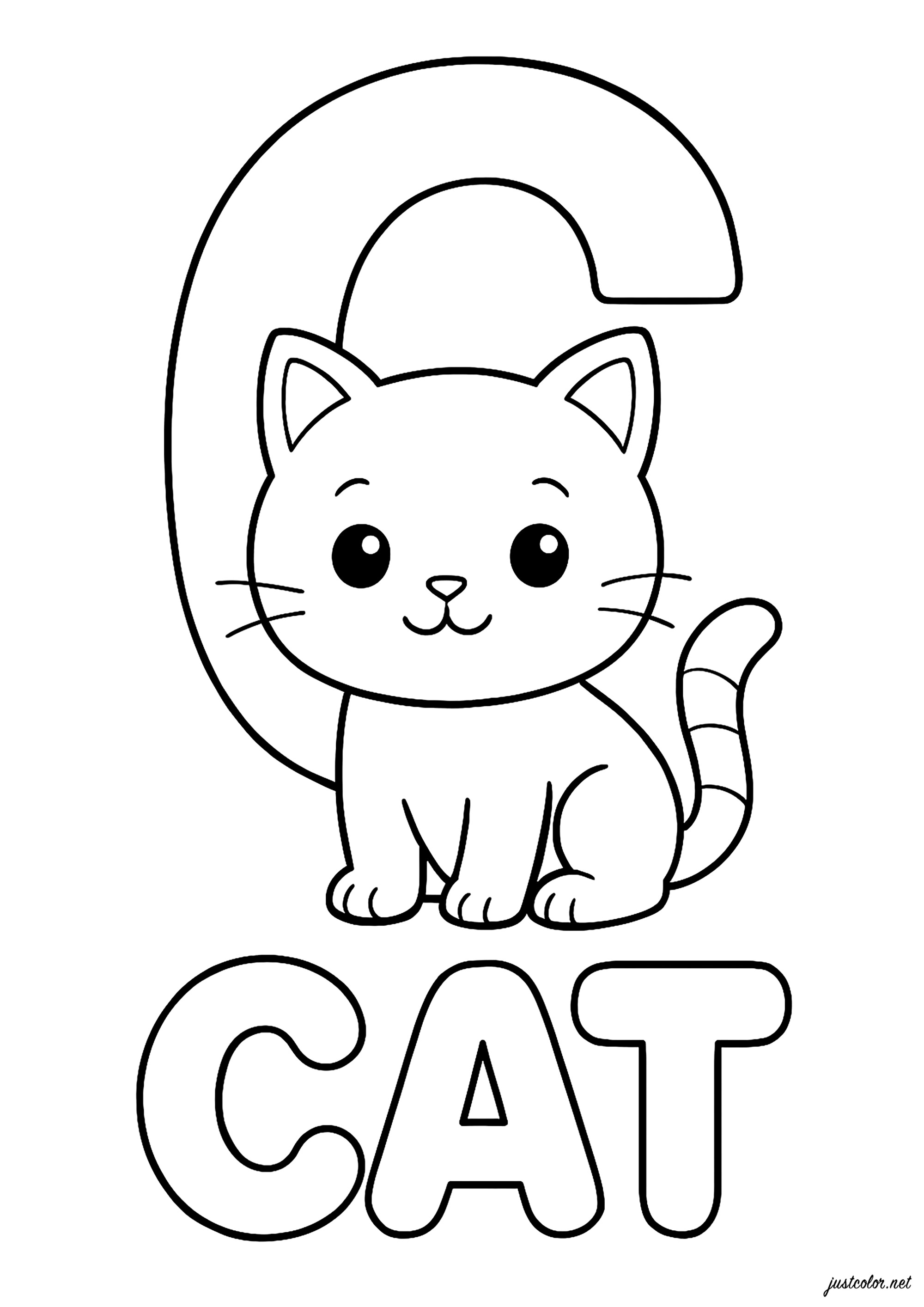 C de Gato (Página de Alfabeto para imprimir para niños)