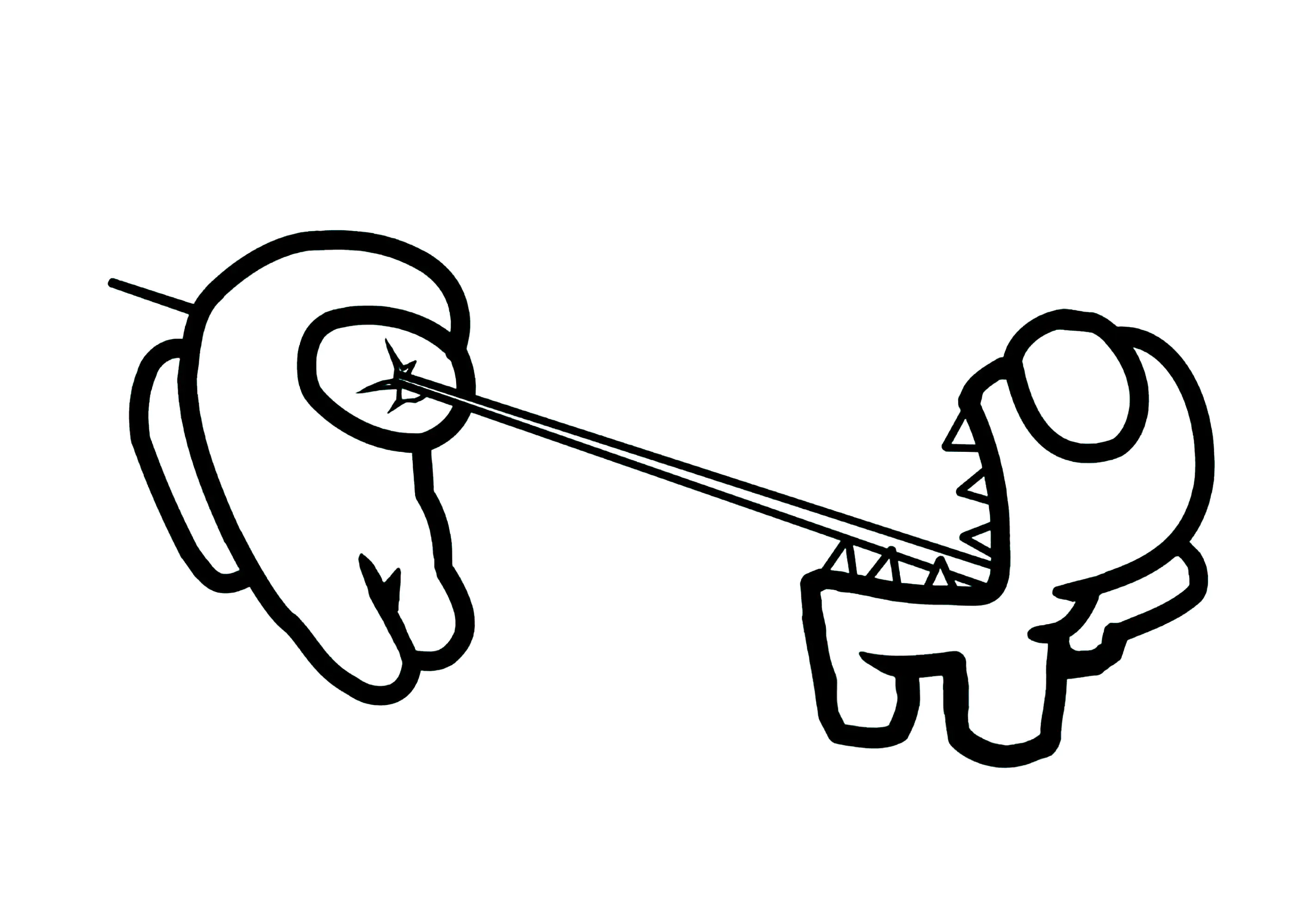 Pelea entre personajes de Among Us (Página para imprimir para niños)