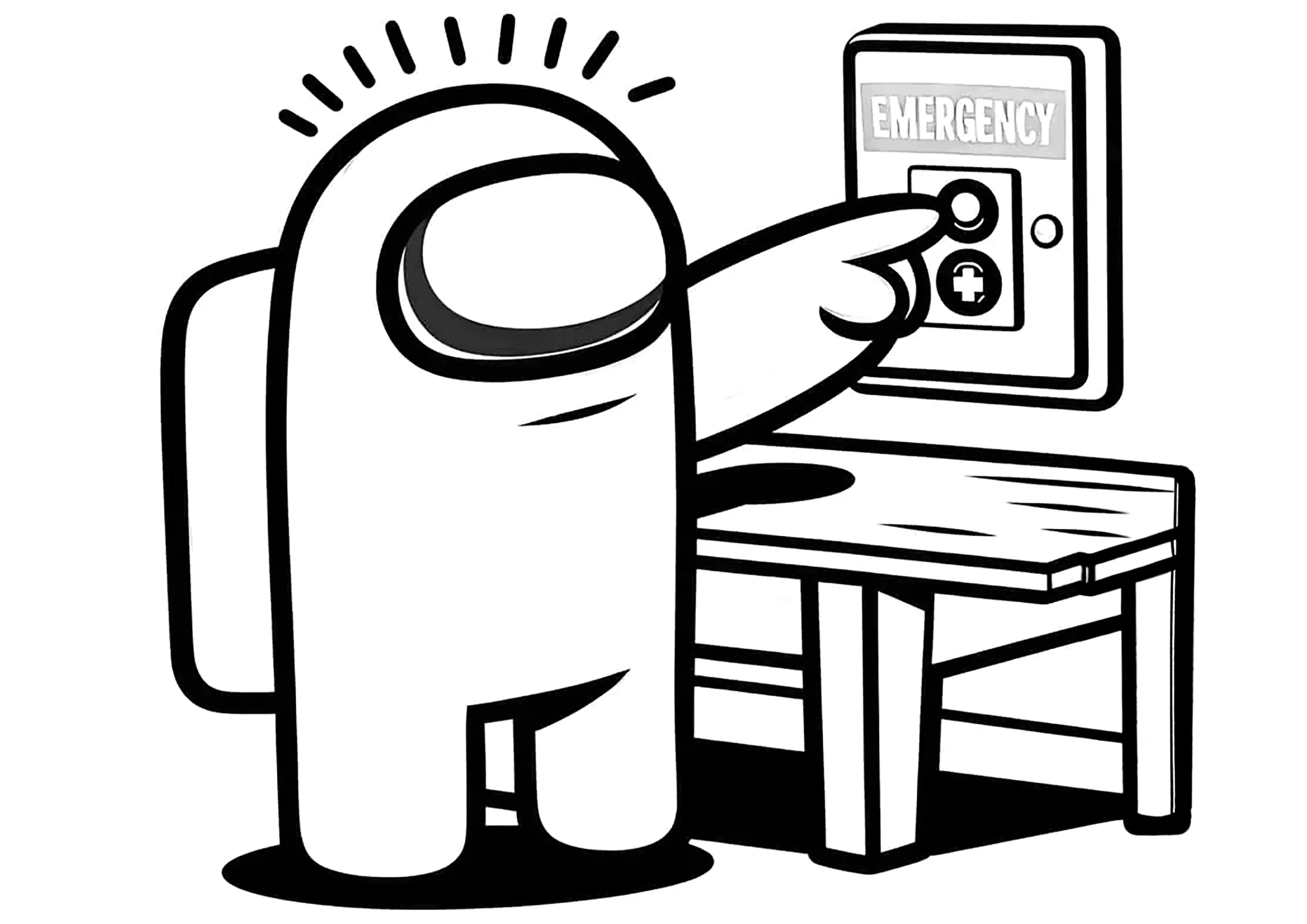 Emergencia en la nave espacial (Página de Among Us para imprimir para niños)